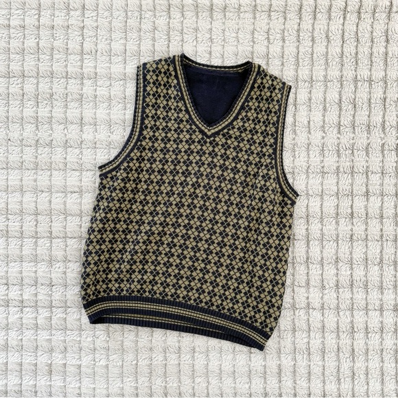 Source Unknown Black and Tan V-Neck Sweater Vest - Picture 2 of 3
